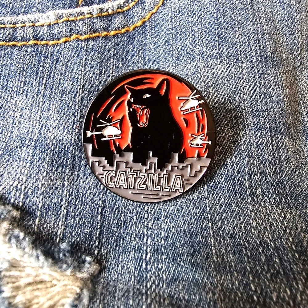 Catzilla Godzilla Cat Enamel Pin